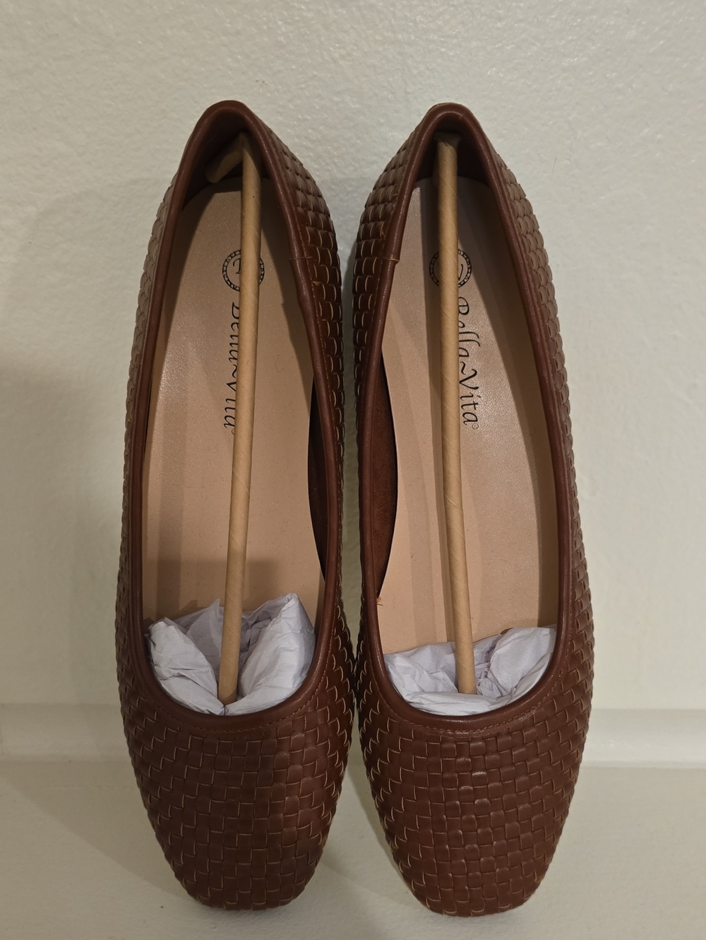Bella Vita Cognac Woven Leather Flats